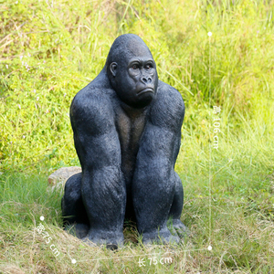 Nouvelle arrivée Design réaliste Sculpture Animal <span class=keywords><strong>Gorrila</strong></span> Statue matériau en fibre de verre artificiel extérieur grande Statue de gorille - Product Image 2