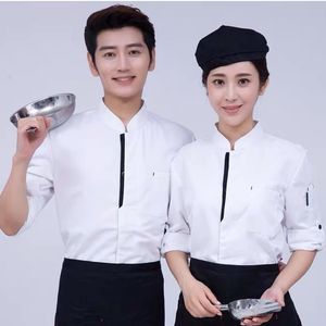 Chef Uniform Long Sleeve White Cotton Workwear For Restaurant Kitchen Men Women Autumn Winter - Product Image 1