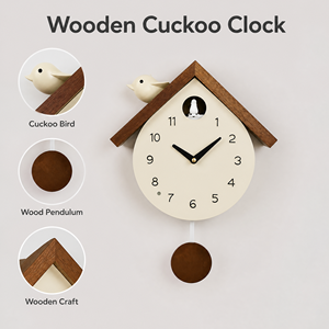 Horloge murale moderne <span class=keywords><strong>de</strong></span> style coucou avec <span class=keywords><strong>pendule</strong></span> - Convient aux salons et aux cuisines - Product Image 5