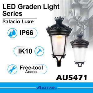 Lámpara de Pared Exterior LED Dorada de Aluminio, Estilo Palacio <span class=keywords><strong>Real</strong></span> Vintage, IK10, IP66 Impermeable, para Patio de Villa - Product Image 1