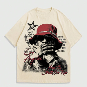 <span class=keywords><strong>Camiseta</strong></span> Vintage Lavada al Ácido para <span class=keywords><strong>Hombre</strong></span>, de Gran Gramaje, Desgastada, Estilo Retro Hip Hop Streetwear, Corte Oversize y Holgado - Product Image 1