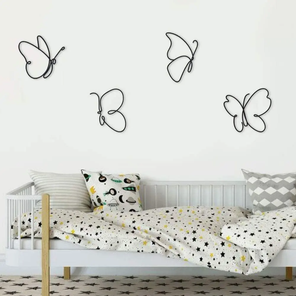 Best Sell Home Decor Wholesale Modern Nordic Luxury Minimalist Kids Room Metal Wall Hanging Art Butterfly