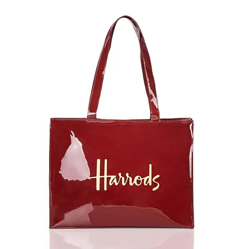 कस्टम महिलाओं के pvc यात्रा मेकअप बैग लाल वॉटरप्रूफ टोटे लोगो के साथ फ्रेंडली शॉपिंग स्टोरेज बैग