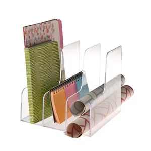3 Slots Clear Acrylic File Sorter Desktop File Folder Holder Rack Bookshelf Magazine Holder File Organizer Office Supplier