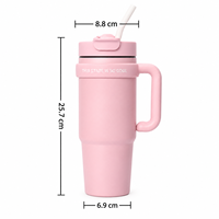 Gobelets isothermes personnalisés en acier inoxydable de 30 oz, à double paroi, réutilisables, portables, étanches, avec poignée et couvercle à paille rabattable, pour le voyage