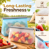 Sacs de rangement en silicone personnalisés écologiques et étanches, sans BPA, réutilisables, de qualité alimentaire, avec logo personnalisé