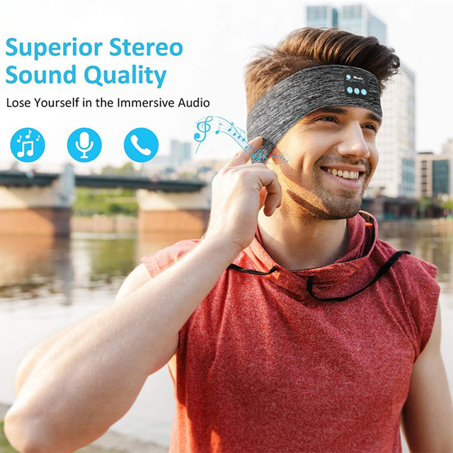 HD Stereo for 5.0 Wireless Headphones LED Indicator IPX1 Waterproof Cotton Sport Headband for Jogging/Yoga/Sleep-CE