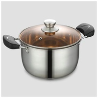 Casseroles veloutées en acier inoxydable, 6 Pots à soupe à Induction robustes avec couvercle en verre et casseroles à fond triple couche
