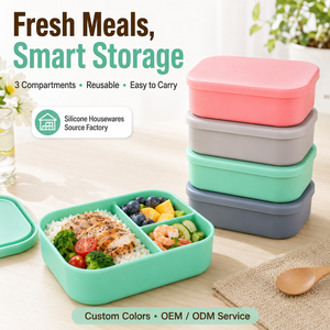 กล่องอาหารกลางวันซิลิโคน YMS ปลอดสาร BPA รับทำโลโก้ กล่องเบนโตะ โรงงานขายส่ง - Product Image 5