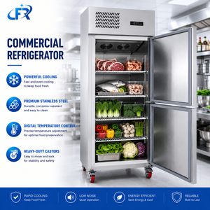 Refrigerador Vertical Comercial de Acero Inoxidable de 2 Puertas - Refrigerador Doble para Restaurante y Cocina, Enfriamiento Potente y Rápido - Product Image 4