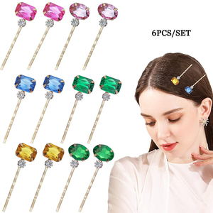 Juego de 6 Piezas de Horquillas de Cristal de Alta Calidad para Novia, Accesorios para <span class=keywords><strong>el</strong></span> Cabello de Boda, Pasadores, Horquillas Infantiles, Juego de Pinzas para <span class=keywords><strong>el</strong></span> Cabello de Colores - Product Image 1
