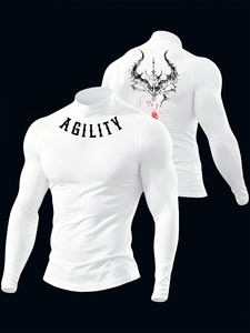 Magliette Sportive da Uomo Personalizzate, Slim Fit, a Maniche Lunghe, 95% Poliestere 5% Spandex, Asciugatura Rapida, Collo Alto, per Corsa e Palestra - Product Image 2