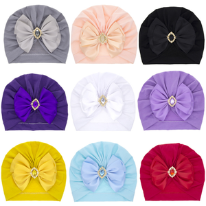Chapeau en nylon style Dobby brodé à la main pour nouveau-nés filles (0-24 <span class=keywords><strong>mois</strong></span>) avec grand nœud – Idéal pour la fête prénatale - Product Image 2