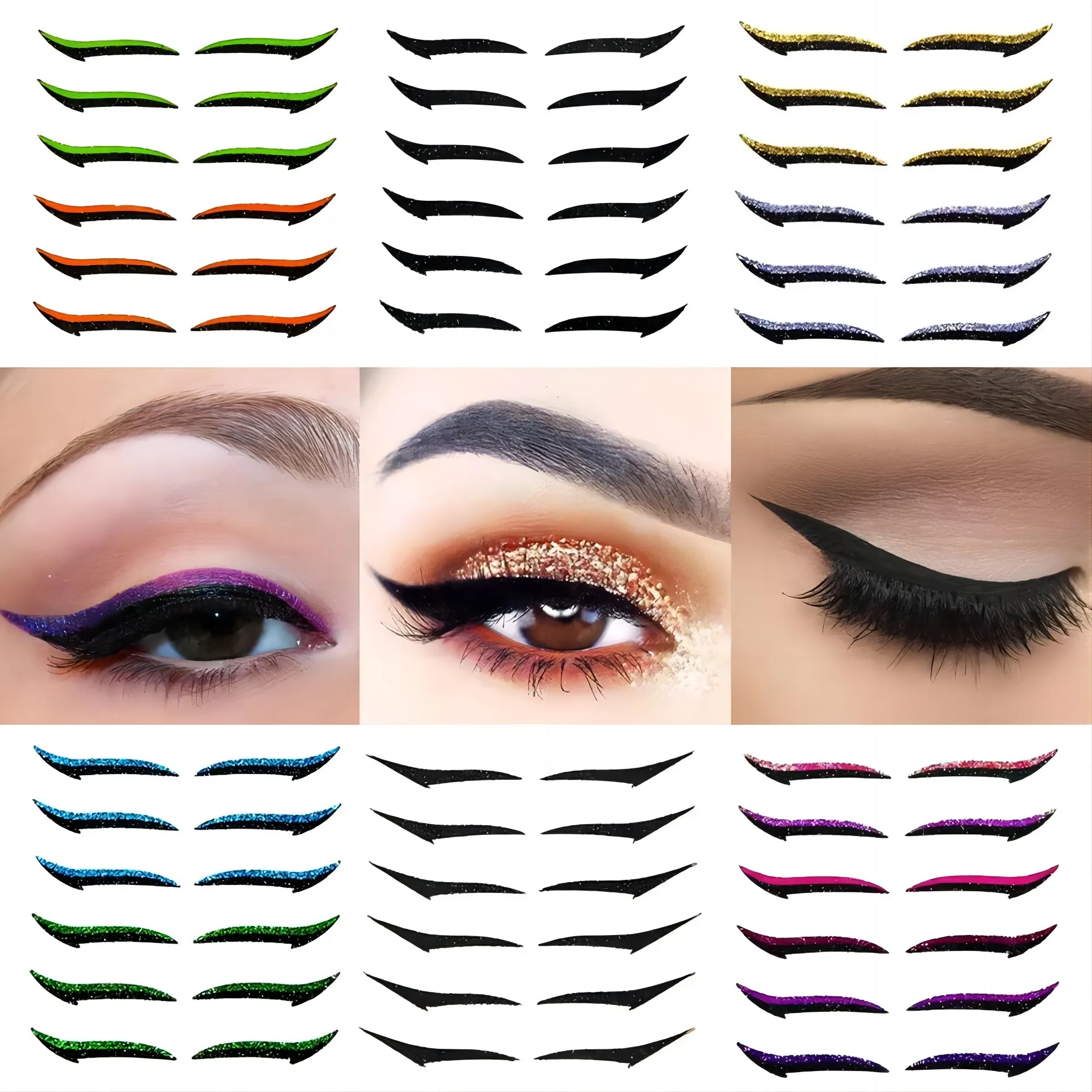 Nouveau mat paillettes décoller sourcils cils visage décoration Eyeliner tatouage autocollant