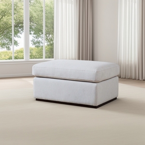 Light <b>Grey</b> Square Ottoman Footstool with High Resilience Foam Cushion for Extra Seating and Footrest - Product Image 1