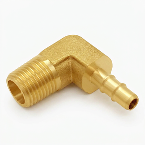 Raccord de tuyau en laiton, coude à 90 degrés, 1/8" Barb x 1/8" NPT mâle, pour eau/carburant/plomberie / connecteur d'alimentation en eau - Product Image 1