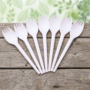 Cuchara-Tenedor Desechable Greenday, Biodegradable, de CPLA, para Postres, Frutas, Helados, Fiestas, Restaurantes, Café, Palillo para Mezclar - Product Image 1