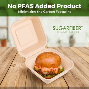 Custom a conchiglia in fibra vegetale eco-friendly usa e getta bagassa 6*6 3 vano a conchiglia di canna da zucchero bagassa contenitore Box - Product Image 5