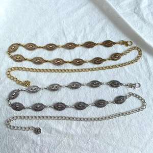 様々なゴールドまたはシルバー金属チェーンリンクディスクコンチョ夏女性ウエストチェーンネクタイベルトマッチホリデービーチ衣装 - Product Image 2