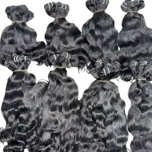 Extensions de cheveux humains indiens bruts bouclés et volumineux, 30 pouces, 100% non-Remy, sans traitement chimique, avec cordon de serrage, double trame faite à la machine - Product Image 1