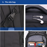 600D Polyester Étanche Mode Durable Hommes 15.6 Pouces Mackbook Pro Ordinateur Portable Sac Noir Étanche Sac À Dos Unisexe Oxford