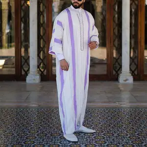 Muslim Thobe Mit Reiß verschluss Tasche Männer Islamische Kleidung Einfarbig Arabisches Design Daffah Kleid Saudi Robe