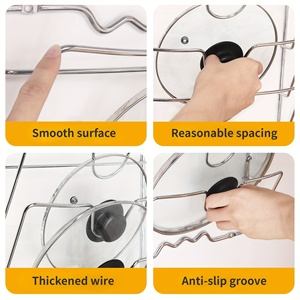 Cabinet Lid Organizer Wall Mount <strong>Pan</strong> Pot Lid Holder Kitchen <strong>Storage</strong> Racks Metal Steel Door Hanging Lid Rack - Product Image 3