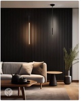Panel Dinding Kayu Eksklusif Ramah Lingkungan Warna Hitam Matte 2400x642x20mm untuk Pelapis Kedap Suara Interior