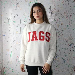 <b>Mock</b> <b>Neck</b> Sweatshirt 100% Cotton Applique Embroidery wide <b>neck</b> Sweatshirt sorority wear Finer Threads JAGS - Product Image 1