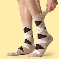 Chaussettes mi-mollet en coton tricotées, respirantes, à motifs Argyle, pois et rayures, couleur beige neutre, pour hommes et femmes, personnalisables avec logo OEM ODM, vente en gros