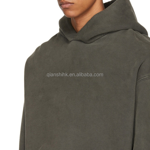 Baggy recadrée hommes sweats à capuche unisexe Streetwear blanc personnalisé bouffant sweat à capuche imprimé haute qualité français éponge lourd à capuche - Product Image 3