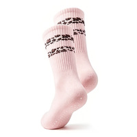 Chaussettes personnalisées à rayures léopard pour femmes, chaussettes antidérapantes, chaussettes de fitness, yoga, pilates, chaussettes à grip, chaussettes mi-hautes