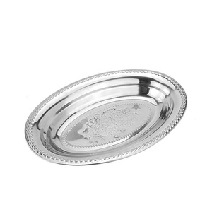 Assiettes à dîner rondes en acier inoxydable, plateau <span class=keywords><strong>de</strong></span> <span class=keywords><strong>service</strong></span> en métal en acier inoxydable, livraison rapide, vente en gros - Product Image 6
