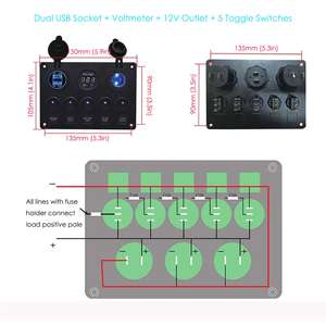 Panneau de commutation à poussoir 12-24v, 4 voies, 6 voies, 8 voies pour le réaménagement de l'automobile, <span class=keywords><strong>du</strong></span> bateau et <span class=keywords><strong>du</strong></span> yacht - Product Image 5
