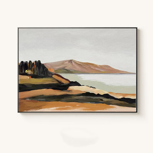 Paysage abstrait peint à la main <span class=keywords><strong>de</strong></span> montagnes et <span class=keywords><strong>de</strong></span> lacs, peinture murale naturelle minimaliste moderne - Product Image 1