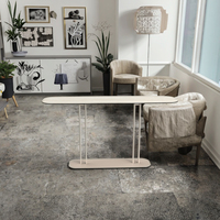 Table basse élégante en métal avec pieds en métal, haut blanc, nordique, moderne, salon, atelier, bureau, salle d'attente, réception, canapé, côté