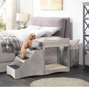 Piattaforma a più livelli per animali domestici con tappetini, letto moderno rettangolare in legno per cani e gatti, ideale per il davanzale o accanto al letto - Product Image 1