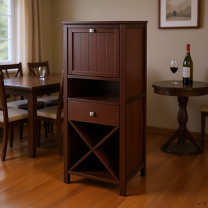 Portabottiglie in Noce Brooke con 4 Scomparti, Mobile Espositore Moderno per la Casa - Product Image 2