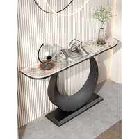 Table d'entrée d'angle moderne de luxe en métal avec plateau en marbre pour salon et entrée