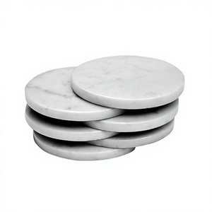 Sous-verres ronds en marbre blanc moderne de 10 cm, de haute qualité, réutilisables, écologiques, personnalisables, pour la maison et les restaurants - Product Image 2