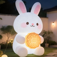 Lapin gonflable de dessin animé pour la décoration du Festival de la Mi-Automne, lapin gonflable avec lumières LED