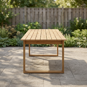 Mesa de Comedor Rectangular Moderna de Madera Maciza, Ecológica, Duradera, Diseño Minimalista, Mueble Estable para el Hogar, Uso en Jardín Exterior - Product Image 2