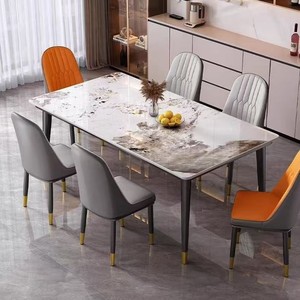 Ensemble de table à <span class=keywords><strong>manger</strong></span> rectangulaire moderne de luxe 4 places Table en marbre avec chaises rembourrées pour <span class=keywords><strong>meubles</strong></span> de <span class=keywords><strong>salle</strong></span> à <span class=keywords><strong>manger</strong></span> - Product Image 2