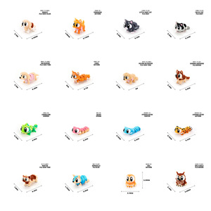 Figurines <span class=keywords><strong>d</strong></span>'animaux multicolores à grands yeux imprimées en 3D pour micro-paysages de parcs de faune, modèles ludiques ; Transfrontalier - Product Image 1
