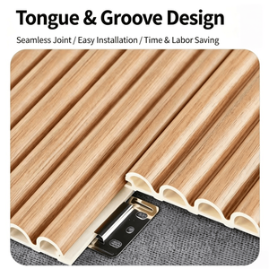 Panneau mural cannelé en fibre de bambou <span class=keywords><strong>demi</strong></span>-rond, à rainures et languettes, grille ondulée décorative - Product Image 4