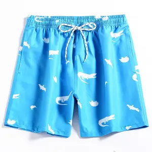 Hemelsblauwe Dierenprint Mode Vakantie Heren Shorts Odm Heren Strand Shorts Zomer Gym Training Surfshort