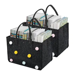 Best Seller grande cesto portaoggetti grigio scuro borsa tote per ripiani armadio asilo nido libri lima stoffa giocattolo per lavanderia