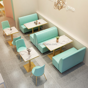Set da <span class=keywords><strong>ristorante</strong></span> di colore blu e rosa mobili tavolo da pranzo con sedie mobili per caffetteria tavoli e sedie da caffè consegna veloce - Product Image 2