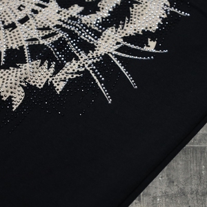 เสื้อยืดผู้ชายไซส์ใหญ่สีดำคุณภาพสูง ผ้าฝ้าย 100% ขายส่ง รับสกรีนโลโก้ ประดับเพชร ตกแต่งไหล่ตก - Product Image 2