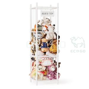 White Kids Wooden Display <b>Racks</b> Stuffed Zoo Animal Plush Toy Organizer Holder Storage Shelf - Product Image 1